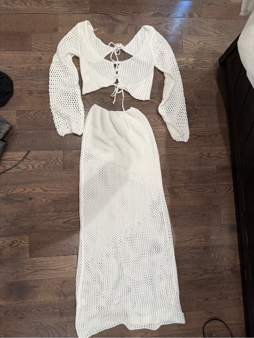 White Crochet beach coverup